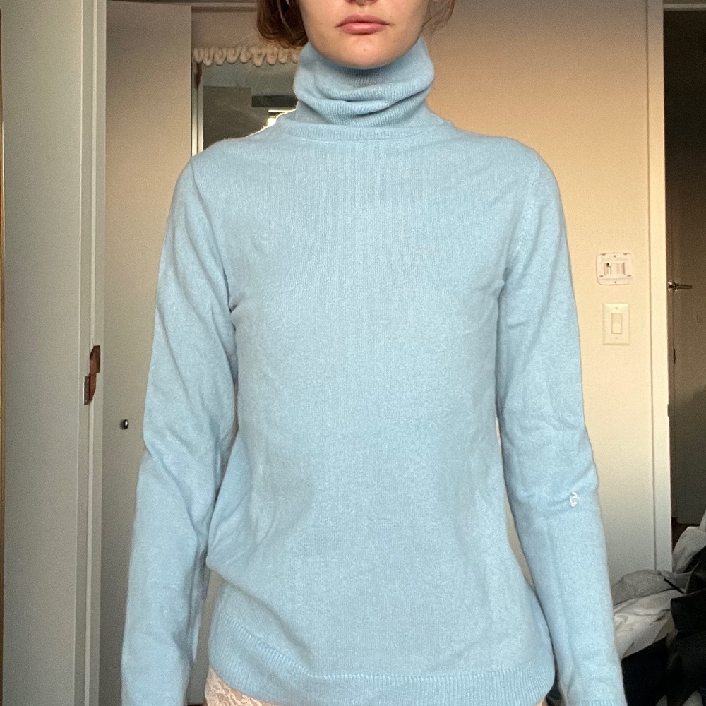 Light blue turtle neck